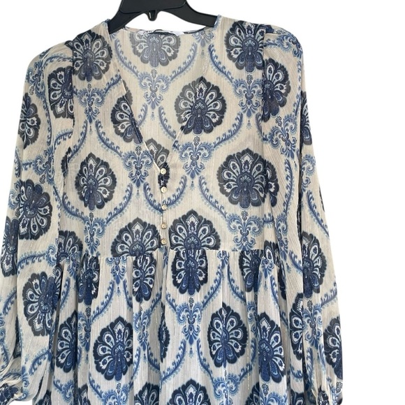 ZARA Blue Metallic Paisley Printed Dress Size: M - Picture 4 of 14